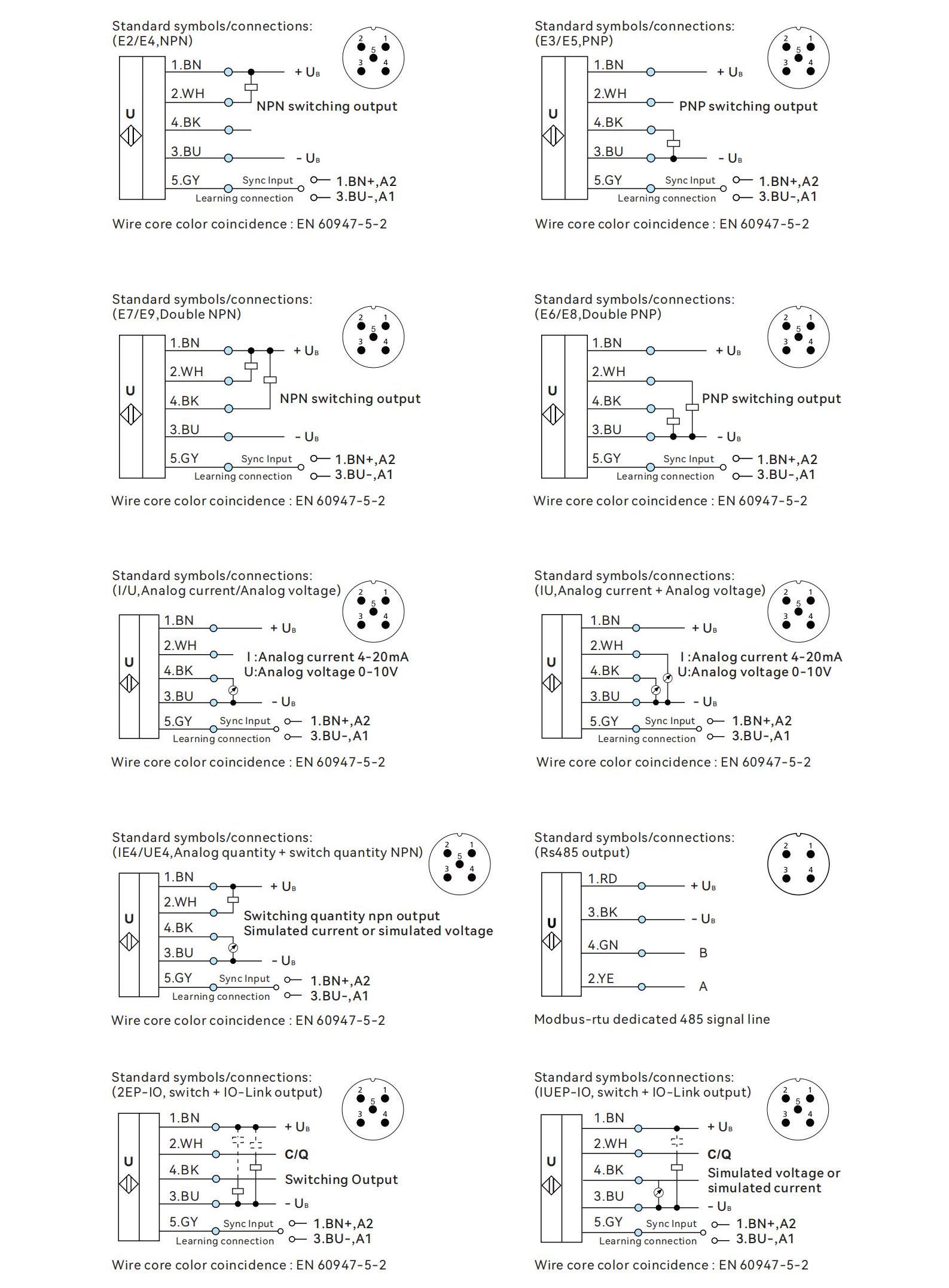 8052715-5 Electrical connection diagram of ultrasonic sensors CSB30 series