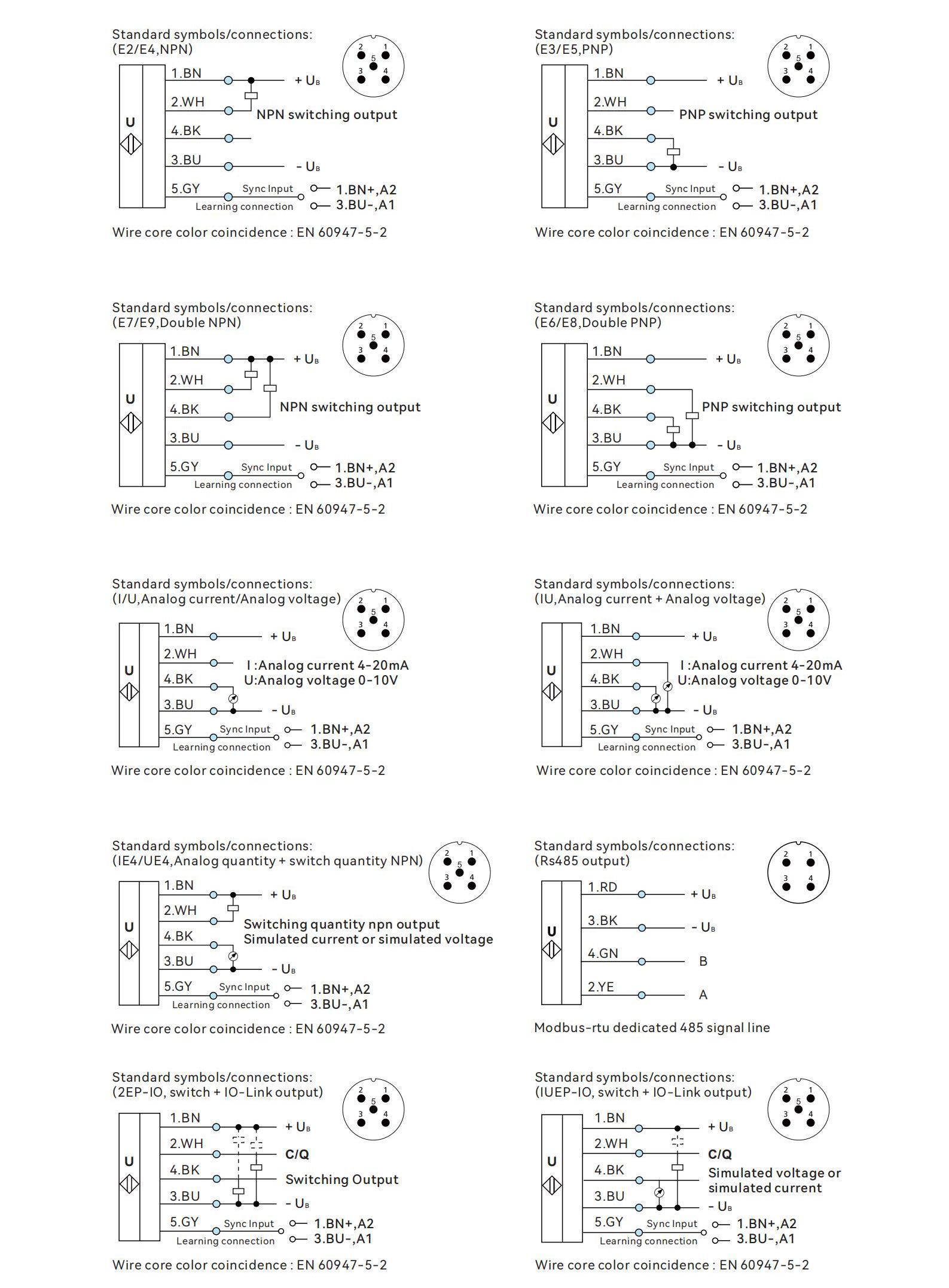 Electrical connection diagram of ultrasone sensor CSB18 elbow series
